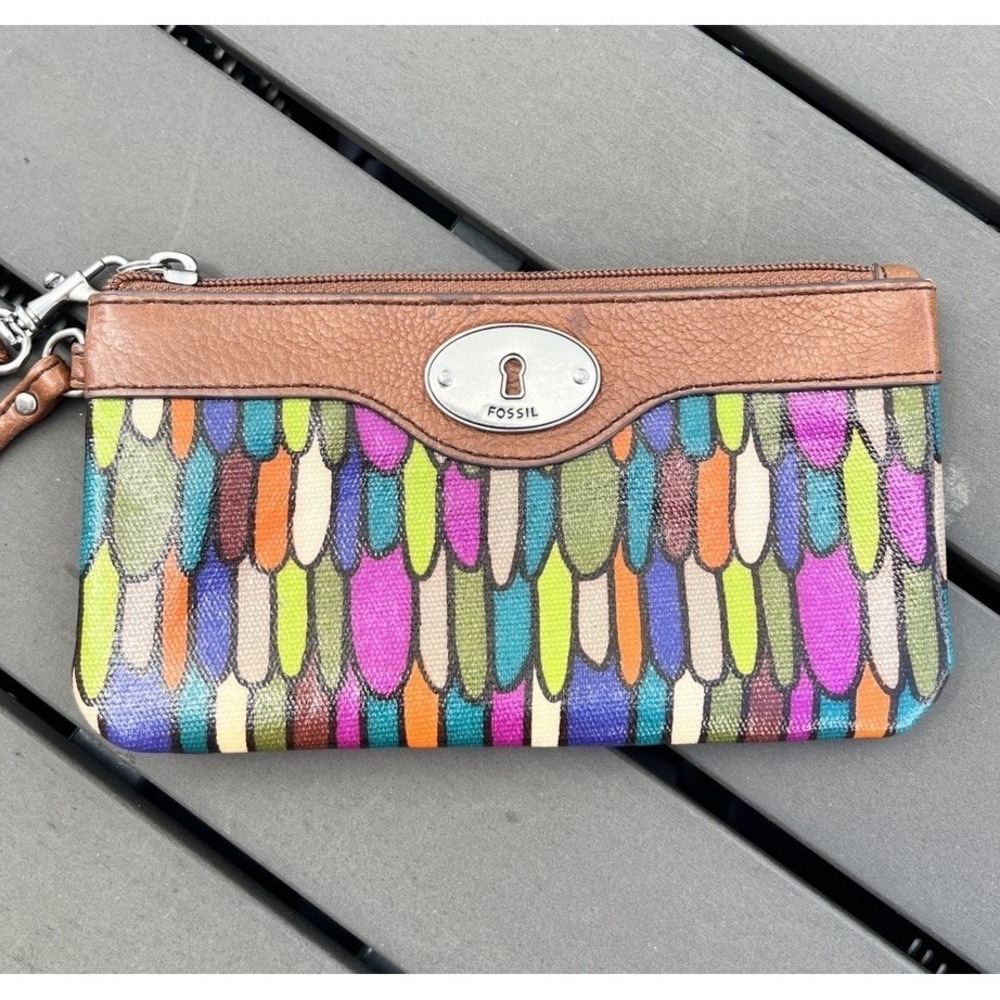 Fossil Wristlet‎ Y2K Boho Retro Festival Colorful Everyday Geometric Wallet